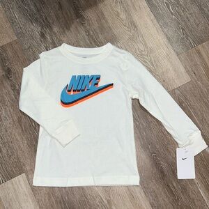 NEW Nike boys t-shirt, white/blue/orange, sizes 5, 6, and 7